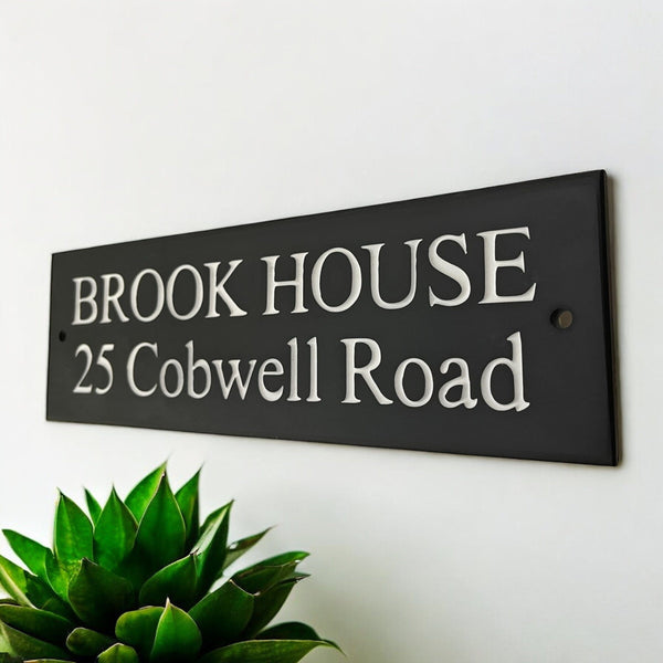 12"x4" (30cm X 10cm) Natural Slate House Sign Slate Sign www.HouseSign.co.uk 