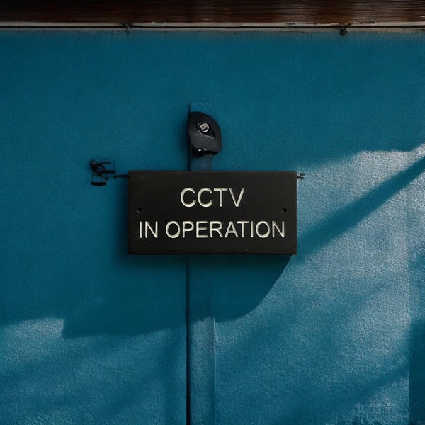 A CCTV Gate Or Wall Sign made in Natural Slate with polished edges and hard-wearing carved lettering www.HouseSign.co.uk