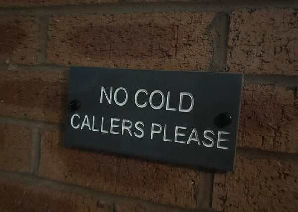 A Natural Slate House Sign saying No Cold Callers Please size 20cmx10cm www.HouseSign.uk 