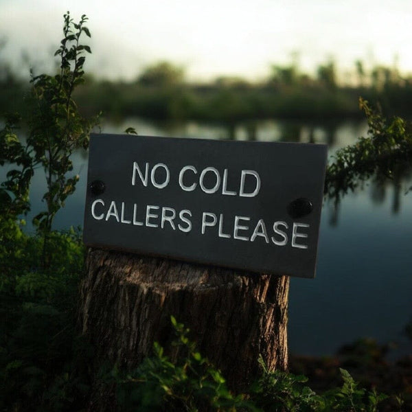 A Natural Slate House Sign saying No Cold Callers Please size 20cmx10cm www.HouseSign.uk 